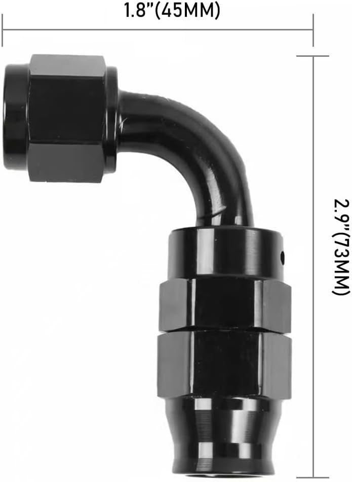 SIVIGE 8AN 2PCS 90 Degree PTFE Hose End Fitting Only For PTFE Nylon Stainless Steel Braided Oil Fuel Line - Image 2